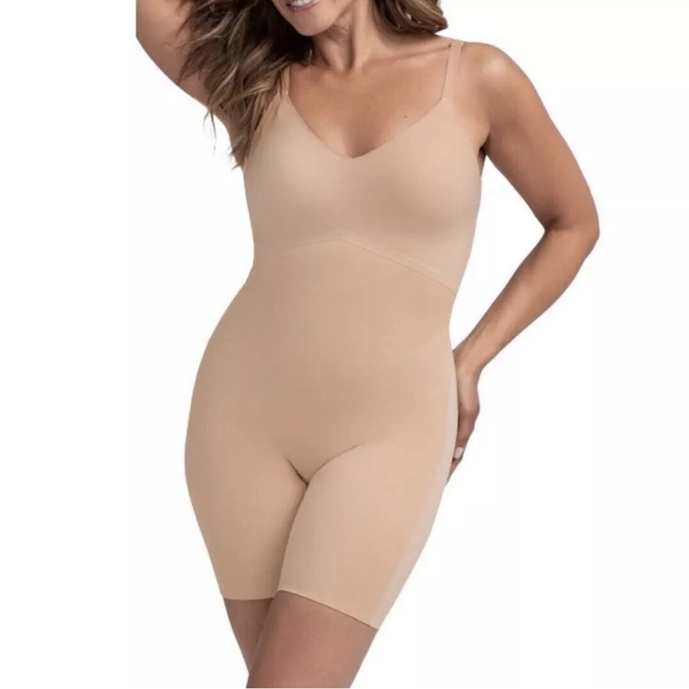 HONEYLOVE Beige SuperPower Mid Thigh Runaway Bodysuit Size L